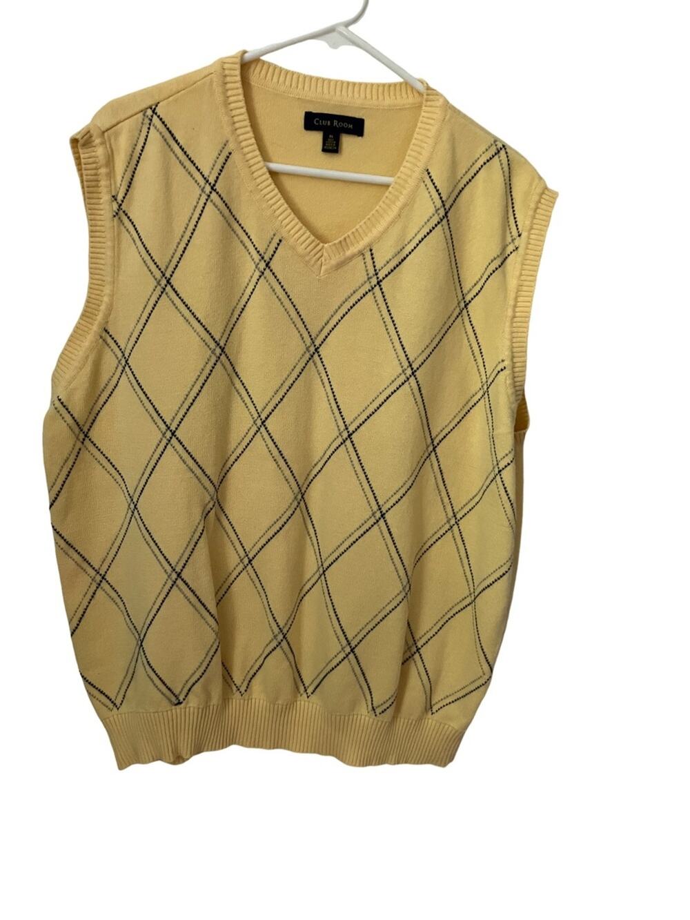 Club Room Yellow Argyle V-Neck Sweater Vest XL
